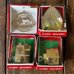 lot of 4 vintage gold tone 3D ornaments